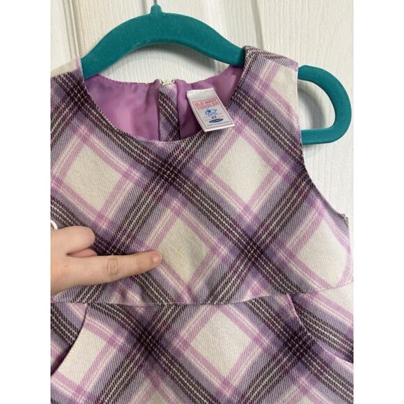 VTG Y2K Toddler Purple Flannel Plaid Jumper Dress Size 2T Pockets Old Navy - Picture 6 of 9